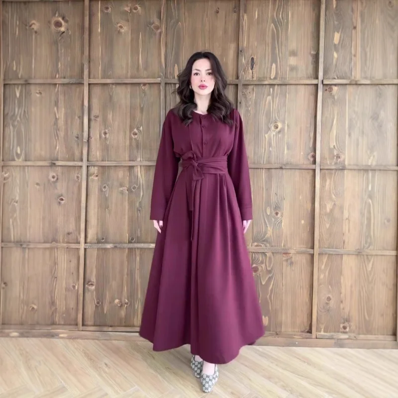 

2025New Autumn Elegant Retro Fashion Long Sleeve Long Dress with Design Sense