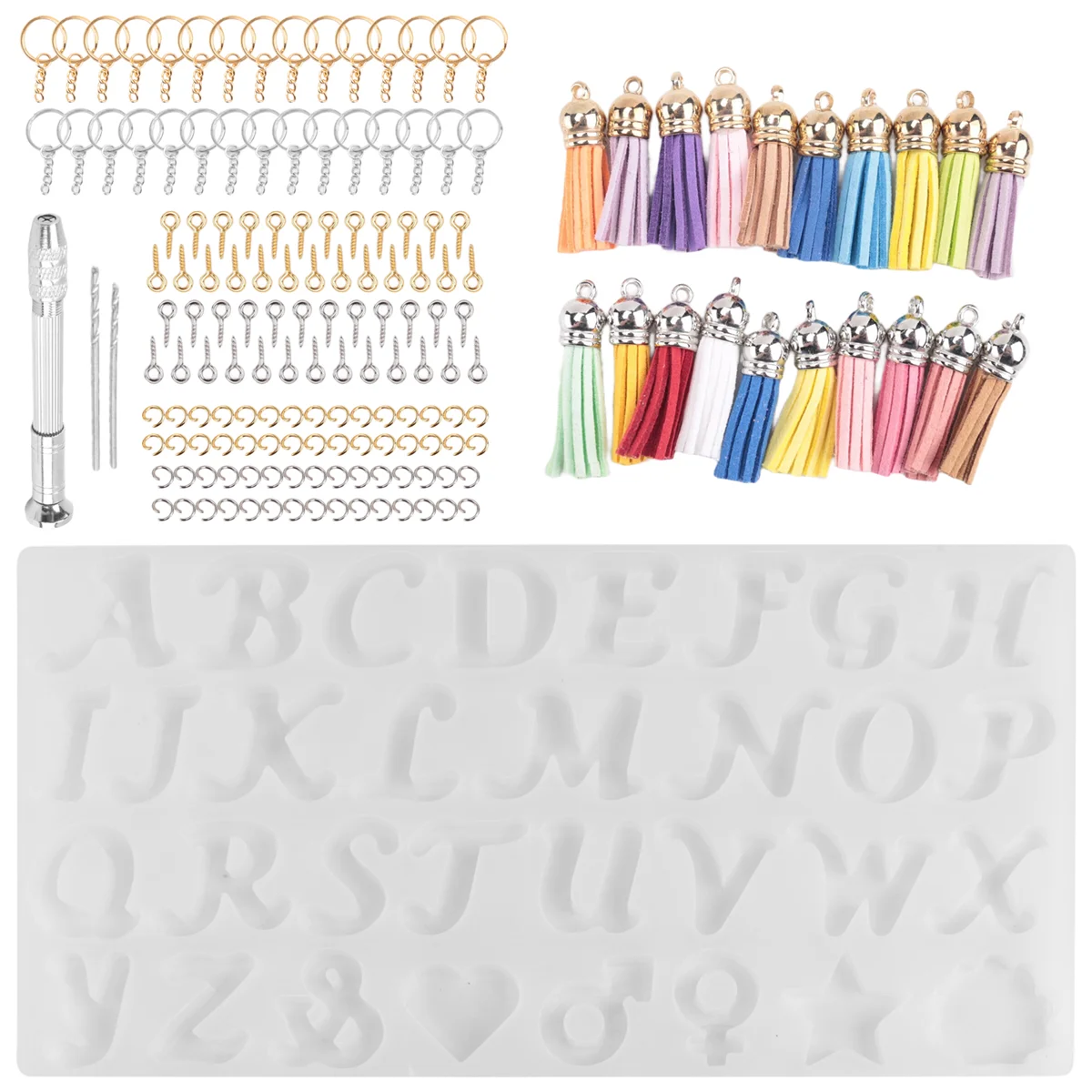 مجموعة قوالب راتينج الحروف العكسية من ABQR، قالب سيليكون للراتنج DIY، مجموعة صنع سلسلة مفاتيح من راتنجات الإيبوكسي المزخرفة #1