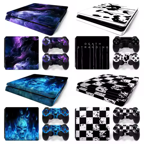 Skin Wrap for PS4 Slim Console Decorative Vinyl Decal Full Set Cover for Controller Game Accessories Skin