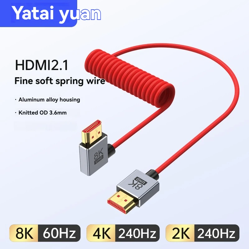 UHD Cable High Speed HDMI-compatible Mini/Micro HDMI-compatible Coiled Cord for HDTV Laptop PC PS4 Camera DV Monitor Display  8K