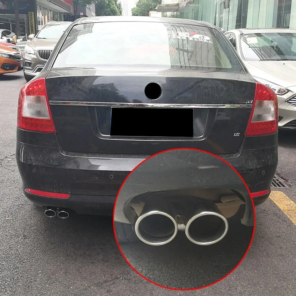 

Double Outlet Exhaust Muffler Stainless Steel Tail Pipe Tip Tailpipe For Skoda Octavia 2007 2008 2009 2010 2011 2012 2013 2014