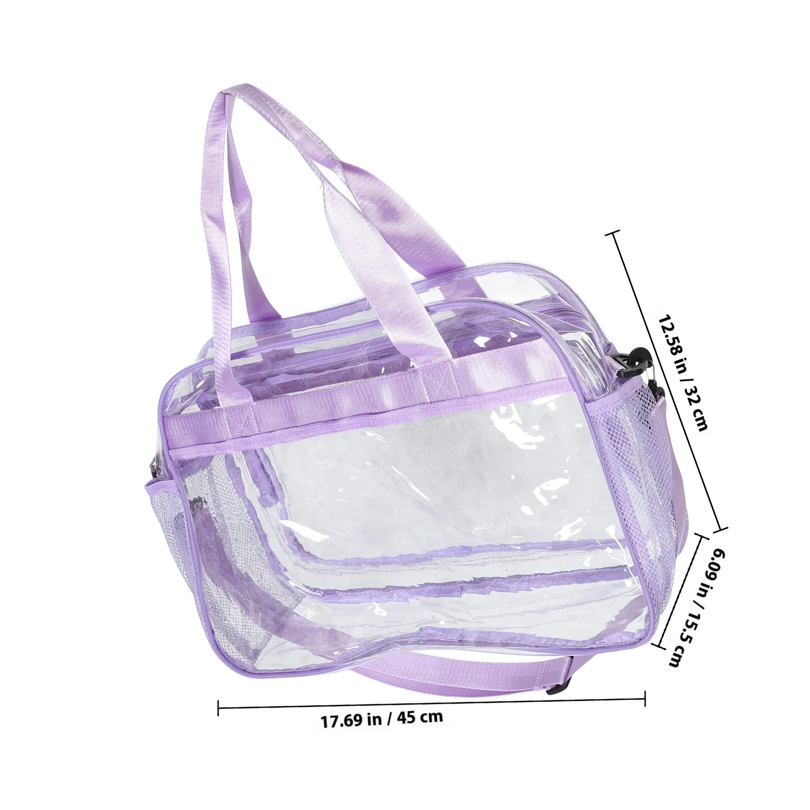 Large Capacity Transparent Tote Bag for Women PVC Clear Gym Travel Handbag Crossbody Organizer for Work Stadium Makeup