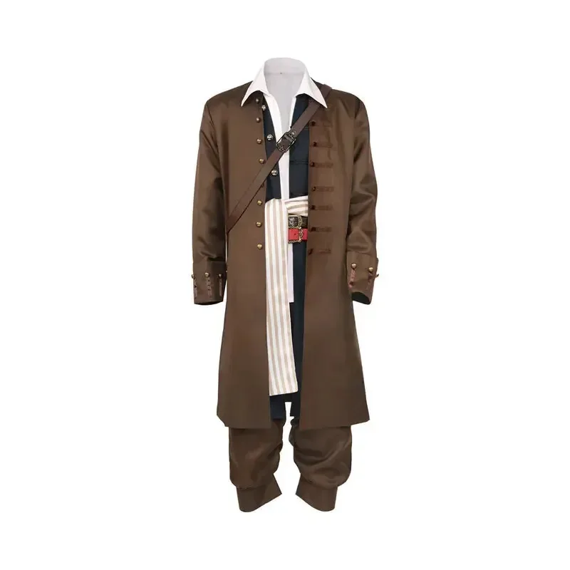 CosDaddy الكابتن جاك سبارو تأثيري حلي معطف سترة الكبار قبعة شعر مستعار الدعاوى هالوين كرنفال حلي Q