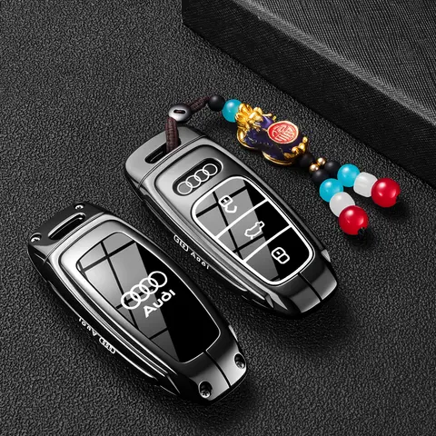 아우디 A3 A4 B9 A6 C8 A7 S7 4K A8 D5 Q3 Q5 S8 Q7 Q8 SQ8 RS E-tron 2018 2019 2020 2021 액세서리용 가죽 자동차 키 케이스 커버