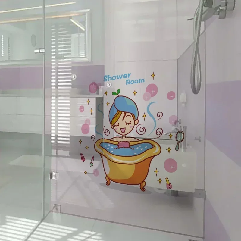 Household Bathroom Door Fashion Decoration Beautiful Girl in The Bath Glass Door Wall Sticker Shower Waterproof Home Decoration