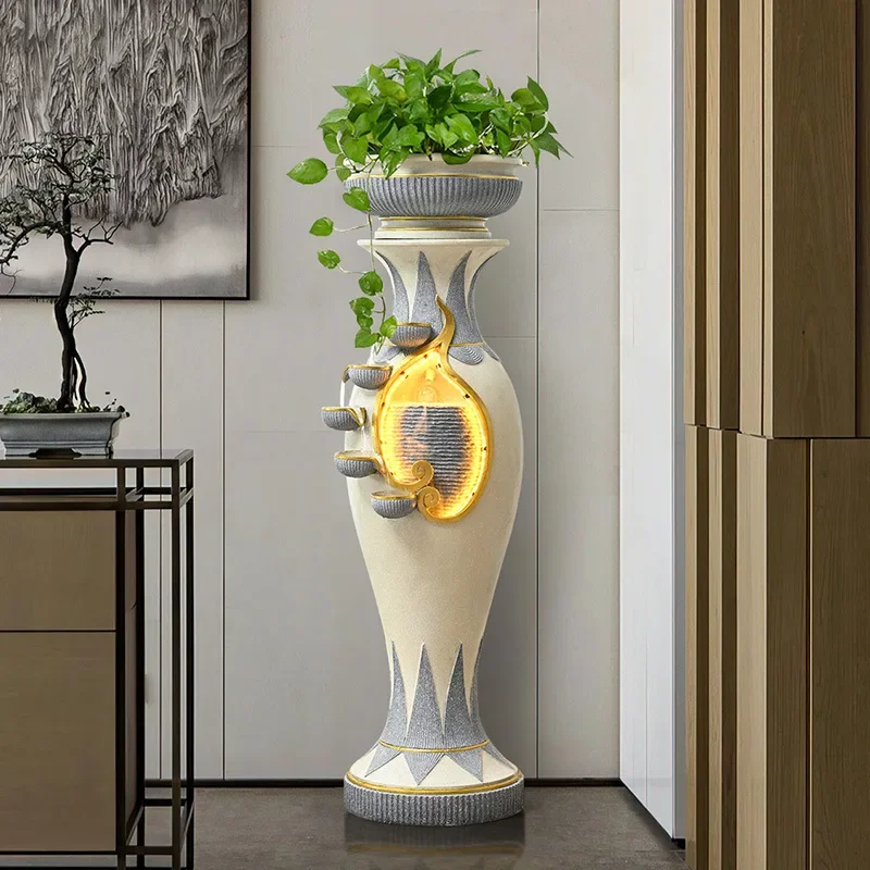 high-end floor-to-ceiling ornaments, living room entrance circulation, water feature decorations, housewarming