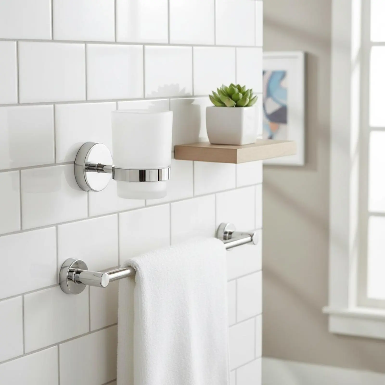 

6 Pieces Bathroom Towel Rack and Toilet Paper Holder Kit Modern Design Towel Bar and Paper Holder Set for Hotel