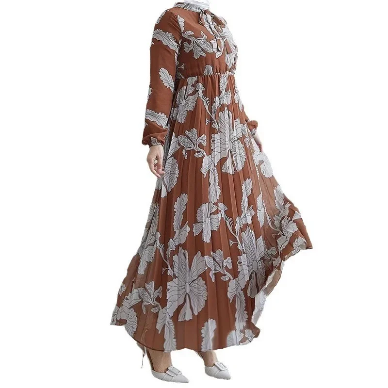 Ramadan Eid Muslim Abaya for Women Flower Print Dresses Morocco Dubai Abayas Kaftan Islam Vestidos Arab Long Robe Jalabiya