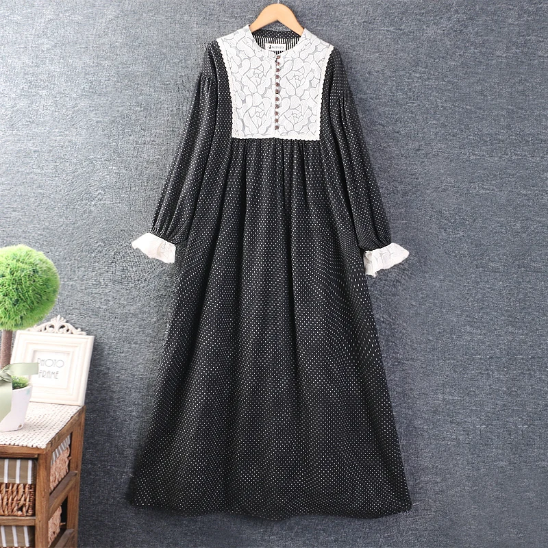 Autumn New Sweet Round Neck Long Sleeve Dress Women Loose Midi Dress Z2396