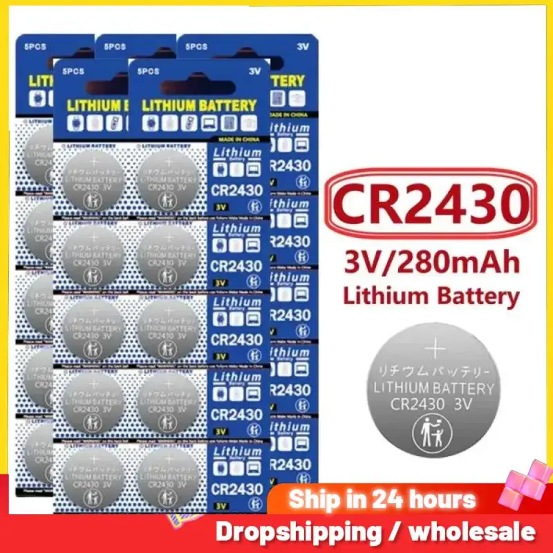 NEW CR2430 3V Lithium Battery CR 2430 DL2430 BR2430 280mAh Button Coin Batteries for Key Fob Watch Alarm Clock Remote Control