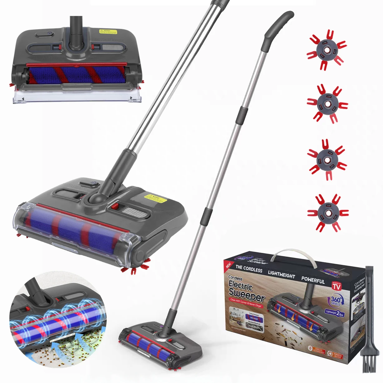 Electric Sweeper Handheld Carpet Cleaner Wireless Portable Floor Sweeper Cleaning Machine Household Rotating Electric Floor Mop