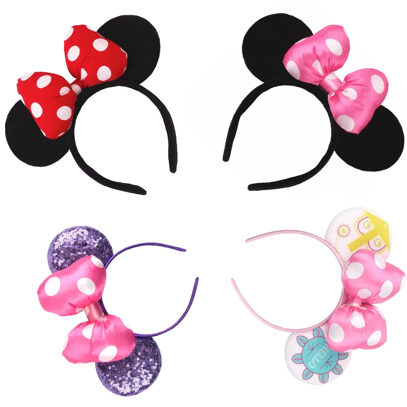 2024 Cute Candy Colors 4Inch Thicken Mouse Ears Headband For Girls Bling 5