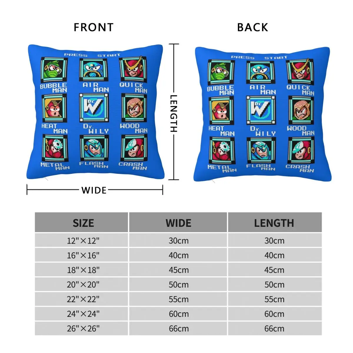 Mega Man 2 Stage Select Square Pillowcase Polyester Linen Velvet Creative Zip Decor Home Cushion Cover