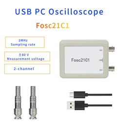 Fosc21C1 2-channel USB PC oscilloscope 1Mhz sampling rate portable oscilloscope MCU development