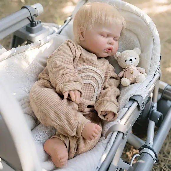 

60cm Reborn Doll Pickle NPK Hand Rooted Blond Hair Soft Cuddly Fabric Body Realistic Life-Like Collectible Doll