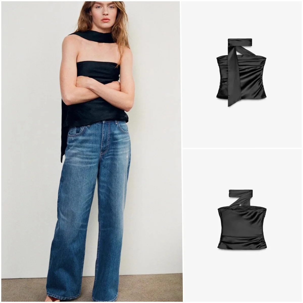 

Шелковый атласный шарф с прямым воротником, плиссированный женский топ, весенний новый модный шарф для поездок на работу, облегающий полиэтиленовый топ...