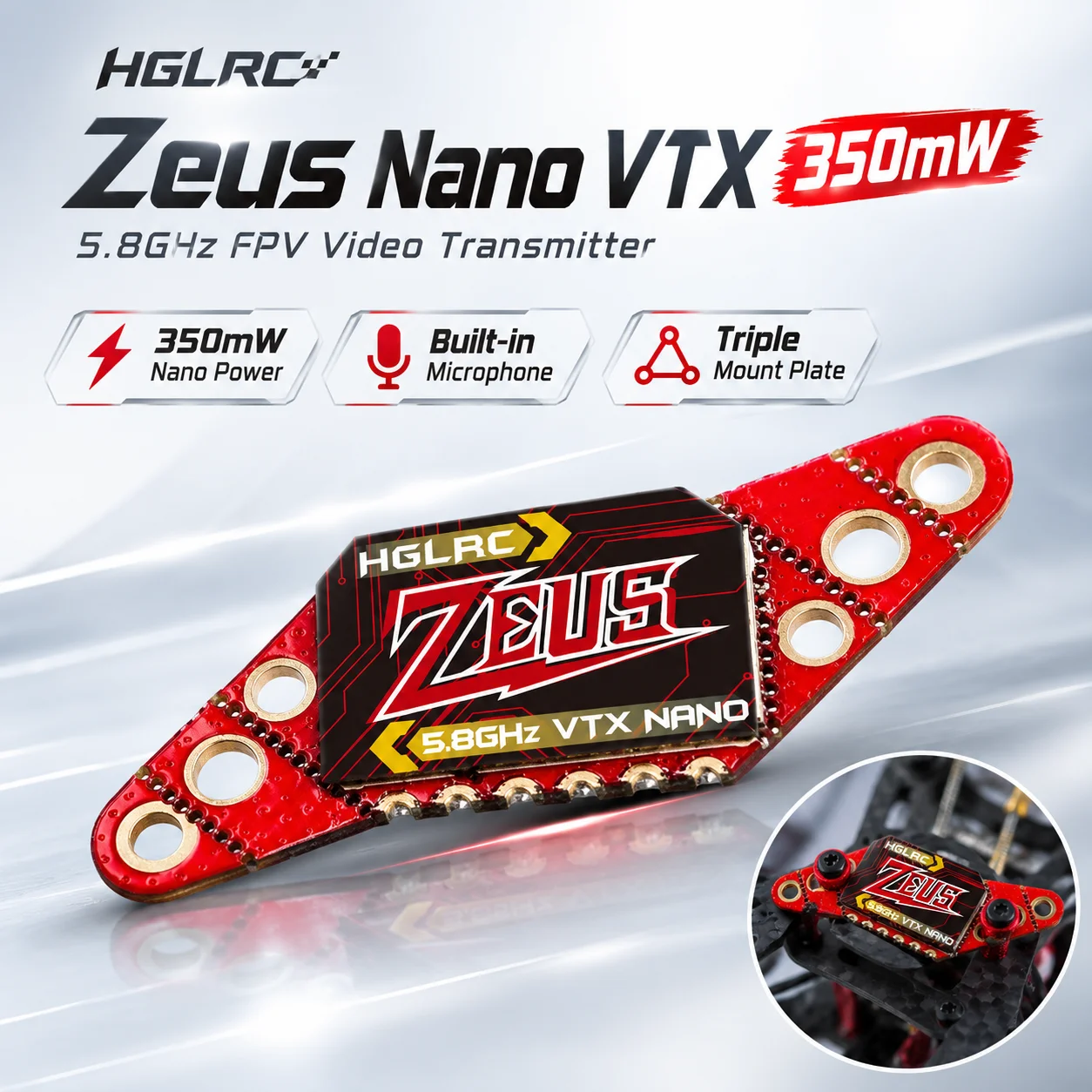 HGLRC Zeus Nano VTX Replacement Spare Parts With Mounting Adapter And Silicone Wires For FPV Drone Maintenance DIY Setup Kit Box