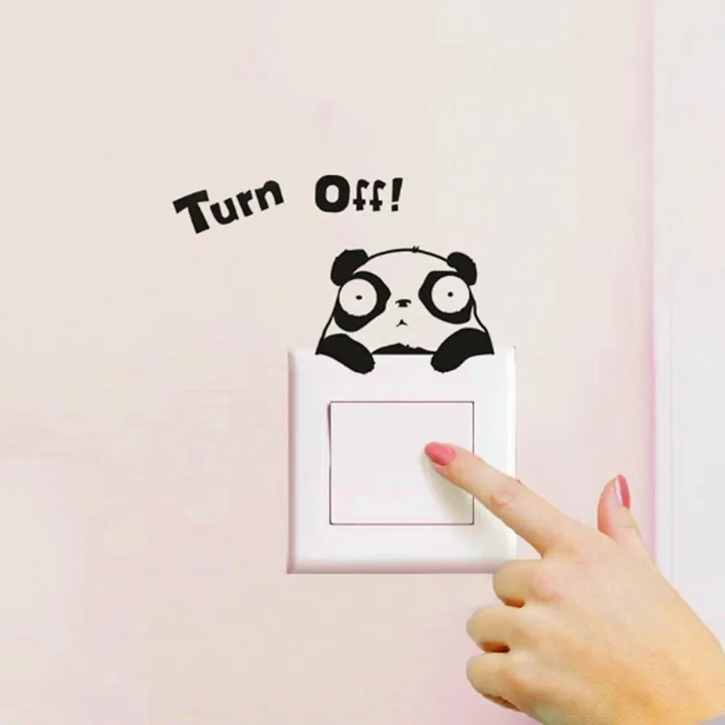 2PCS Black Cute Big Eyes Panda Switch Sticker Home Turn Off Animal Wall Sticker For Livingroom12*12CM