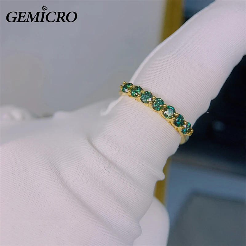 

Gemicro 925 Sterling Silver Jewelry with 3mm Green Moissanite Stone for Women and Men Ring as Party Wear Wedding Couple Gifts