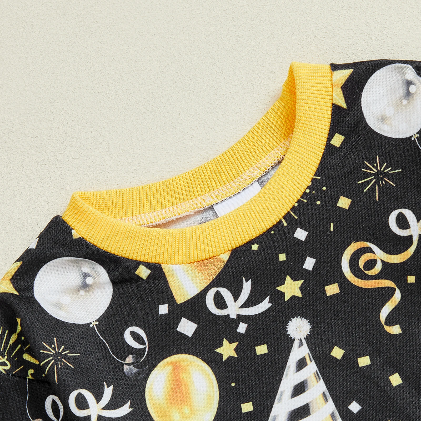 

Baby My First New Year Bubble Romper Letter Balloon Print Long Sleeve Round Neck Bodysuits Jumpsuit Clothes