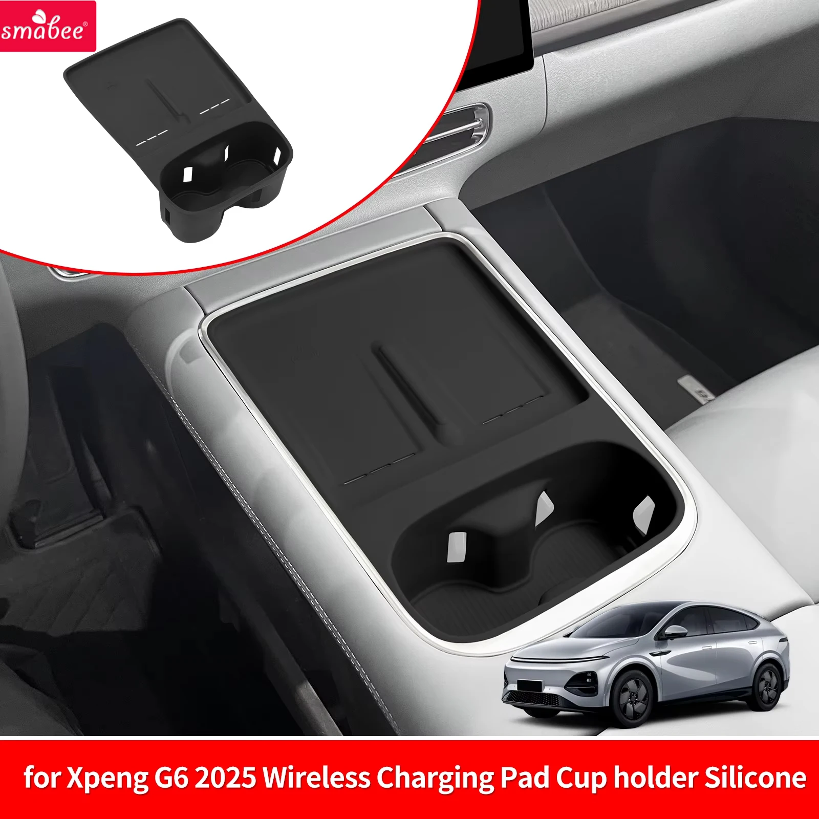 Image of Smabee für Xpeng G6 2026 Handy-Ladehalterung aus Silikon mit Anti-Schmutz-Pad, rutschfester, stoßdämpfende Ablage, Auto-Zubehör