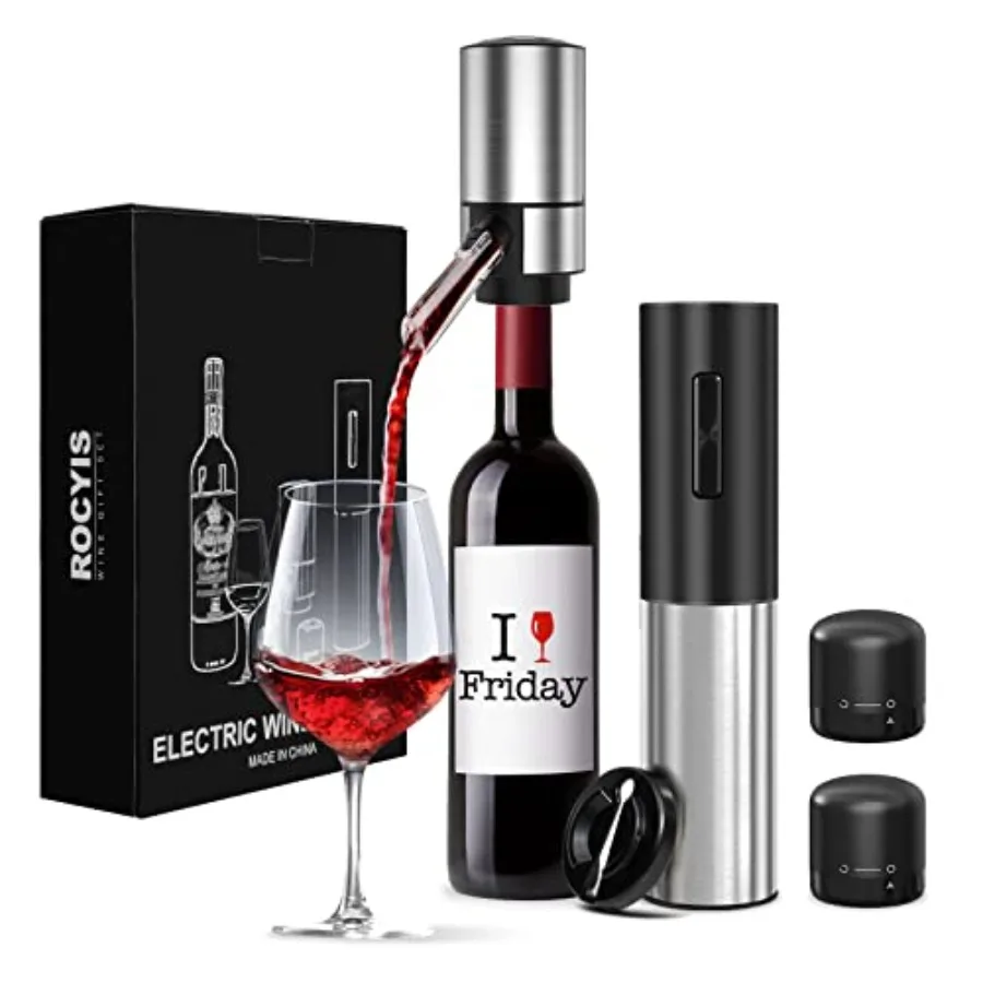 

Wine Gifts-Electric Wine Opener and Aerator Set-Wine Dispenser Battery Operated, Rechargeable Wine Bottle Opener and Pourer wit