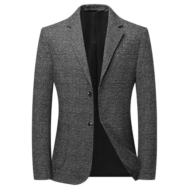 

2026 Blazer New Stylish and Slimming Middle-aged Business Casual Checkered Wedding Banquet Host Men Outdoor Performance Blazer