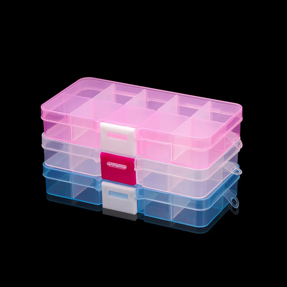 1pcs Hot Selling Rectangular 10 Grid Buckle Transparent Plastic box, Detachable Multi Grid Classification Earring Accessories