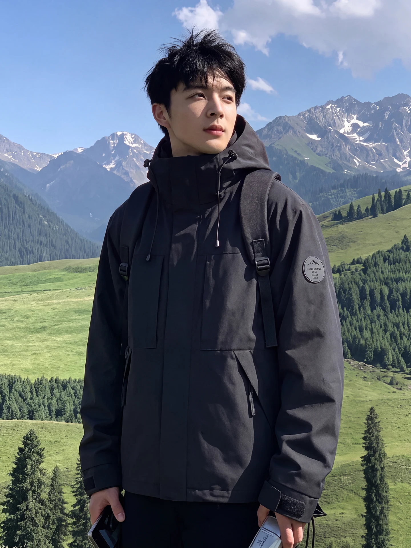 Men's Outdoor Workwear Jacket Hooded Windproof Three-Proof Spring Autumn New Style Casual Loose Fit Long Sleeve Zipper Closure