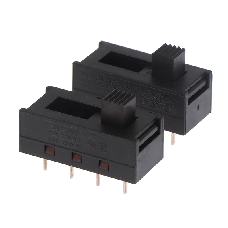 2Pcs DSE-2310 8 Feet 3 Files 10A250V Black Slide Toggle Switch Hair Dryer Module