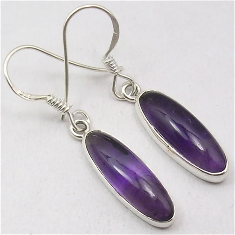 Elegante Ovale Synthetische Amethyst-Ohrhänger Luxuriöser Modeschmuck für Damen Bankett-Jubiläums-Schmuckzubehör Geschenke