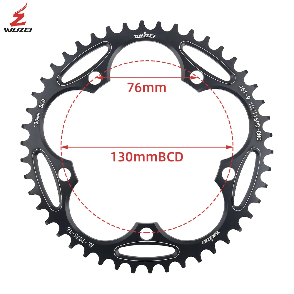 WUZEI Road Bike Chainring 110 130BCD 5 Bolts Crown Narrow Wide Star 36T 38T 40T 42T 46T 48T 50T Bicycle Sprocket for BMX Bike