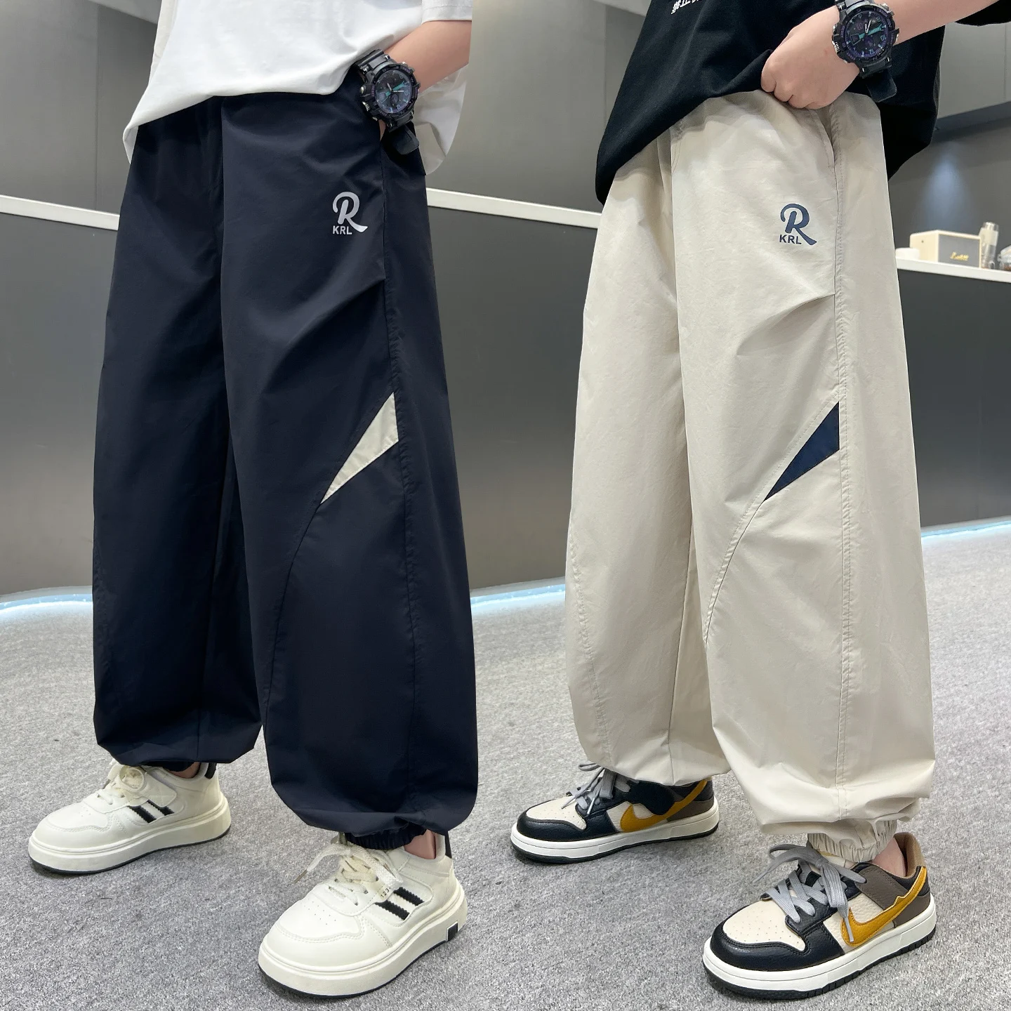 Boys Teen Summer Lightweight Sporty Casual Pants Mosquito Proof Quick Dry Elastic Waist Long Trousers Childrens Wear Comfortable