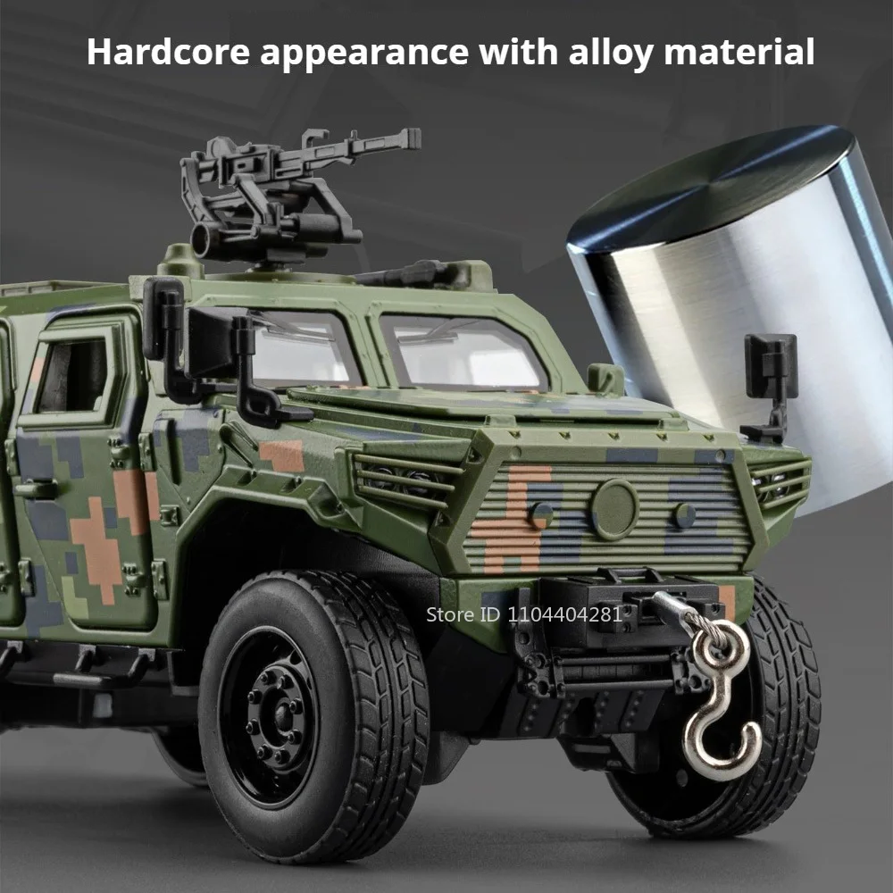 1:32 Scale DongFeng Mengshi Sabertooth Miniature Model Alloy Diecast Toy Car Sound Light Pull Back Door Opened Vehicle Kid Gifts