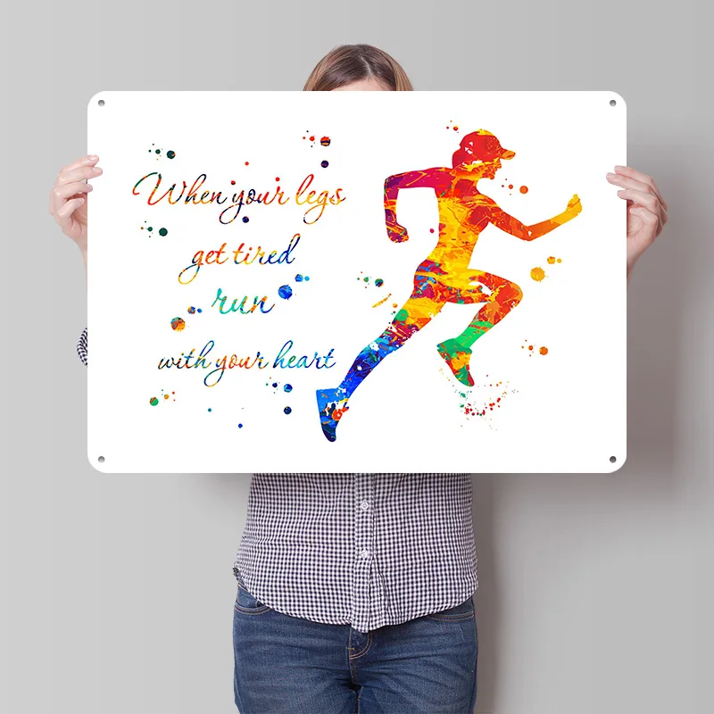 Female Runner Personalized 3D Textured Metal Poster Wall Art Vintage Tin Signs for Modern Home Decoration Ornaments Desk Decor