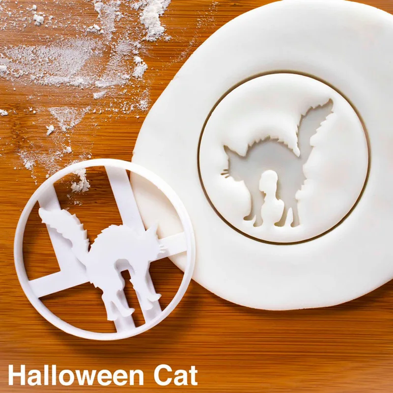 Halloween Cookie Cutters Cat Witch Biscuit Embossing Mould Halloween Dessert Baking Mold Cake Kitchen Tool trick or treat