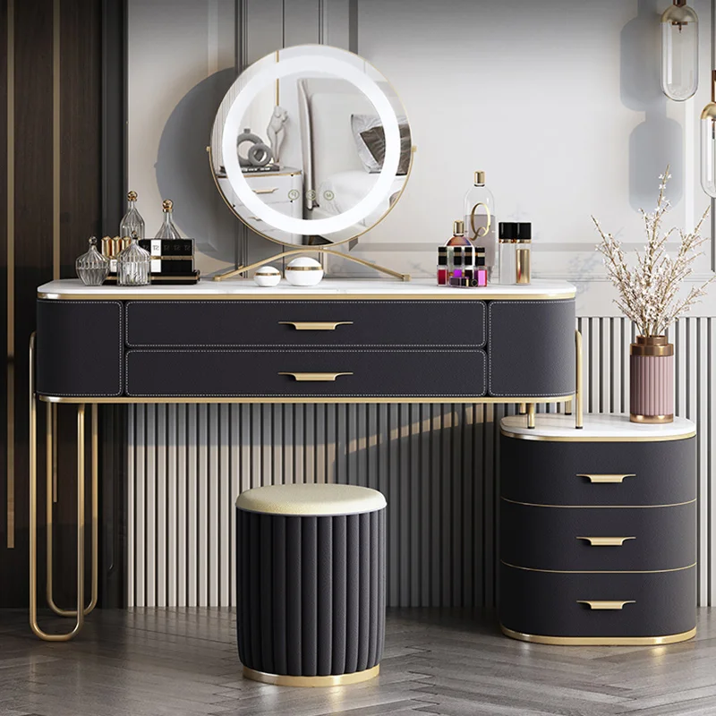 Nordic Organizer Vanity Table Mirror Stool Storage Aesthetic Dressing Table Makeup Drawer Vanitty Tocador Bedroom Furniture