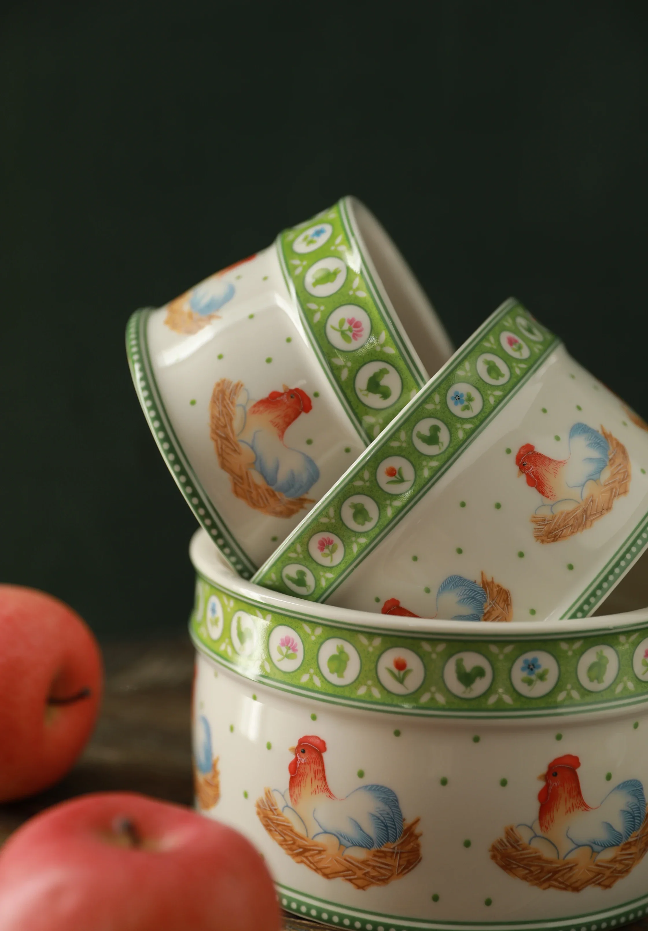 No cover special offer, medieval chicken series bowl mouth is not so round, storage bowl high temperature ceramic bowl