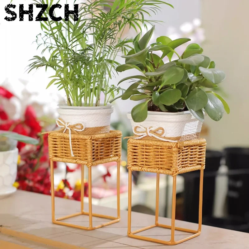 Nordic Plant Stand Imitation Vine Weaving Flowers Rack Living Room Floor Flower Stand Balcony Green Plants Indoor Gardenin