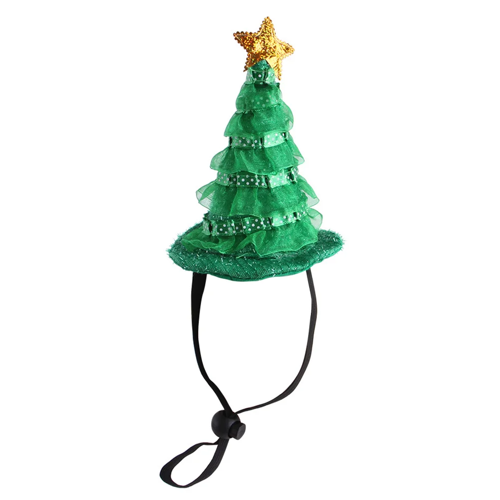 

1pc Christmas Tree Hat Green Xmas Shape Hat For Dogs Cats Adjustable Headgear Party Festival Accessory Pet Supply Dog Cap Pet