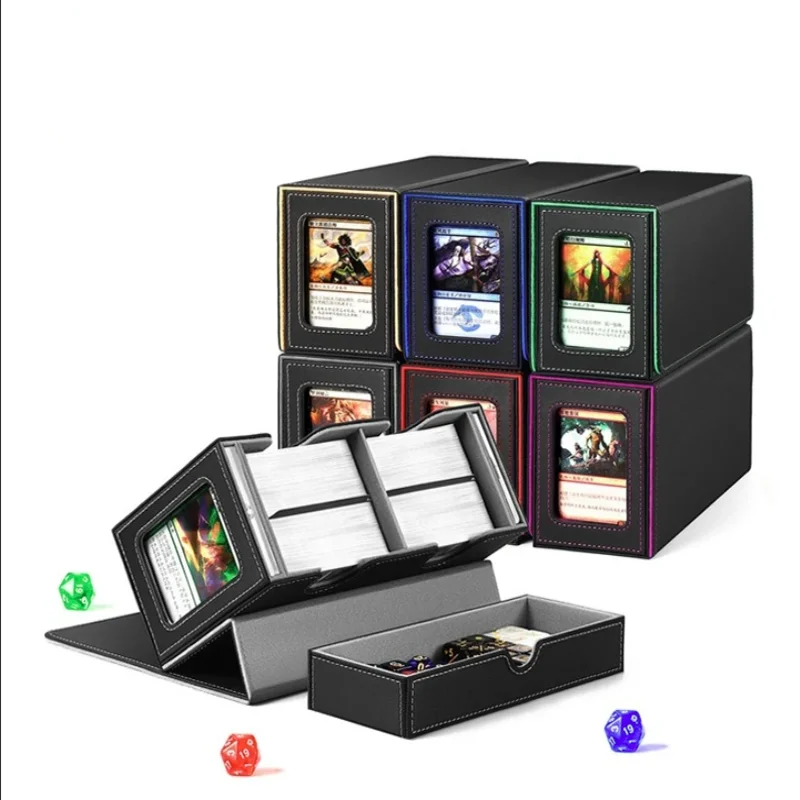 커맨더 디스플레이가 포함된 MTG용 카드 데크 박스 200개 이상의 단일 슬리브 카드용 주사위 트레이가 포함된 3 in 1 스포츠 카드 보관함 TCG용