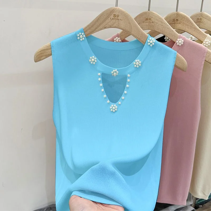 

Knitted Vest Women's New 2026 Korean Spring Summer Loose V-neck Sleeveless Sweater Vest Top Female Sweater Waistcoat Ladies