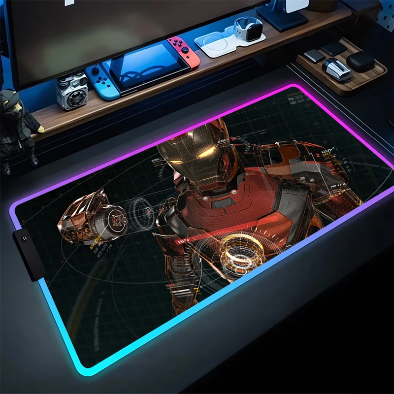 

RGB Mouse Pad I-Iron Mans Non-Slip Rubber Edge locking mousepads Game play mats notebook computer M-Marvels boy style Home Decor