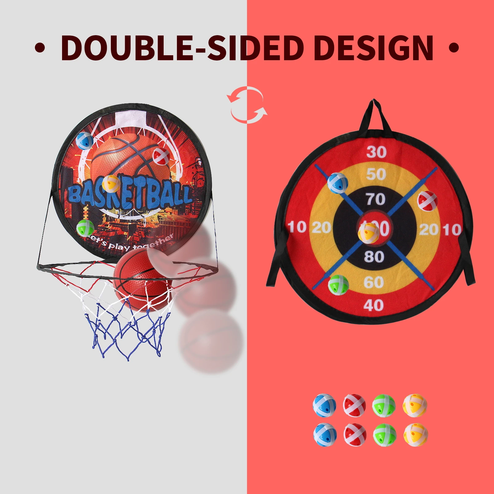 2 in 1 Basketball Hoop and Dart Board, Basketball Hoop for Kids, Mini Basketball Hoop for Slam Dunk Games Party Favors Aged 3-12