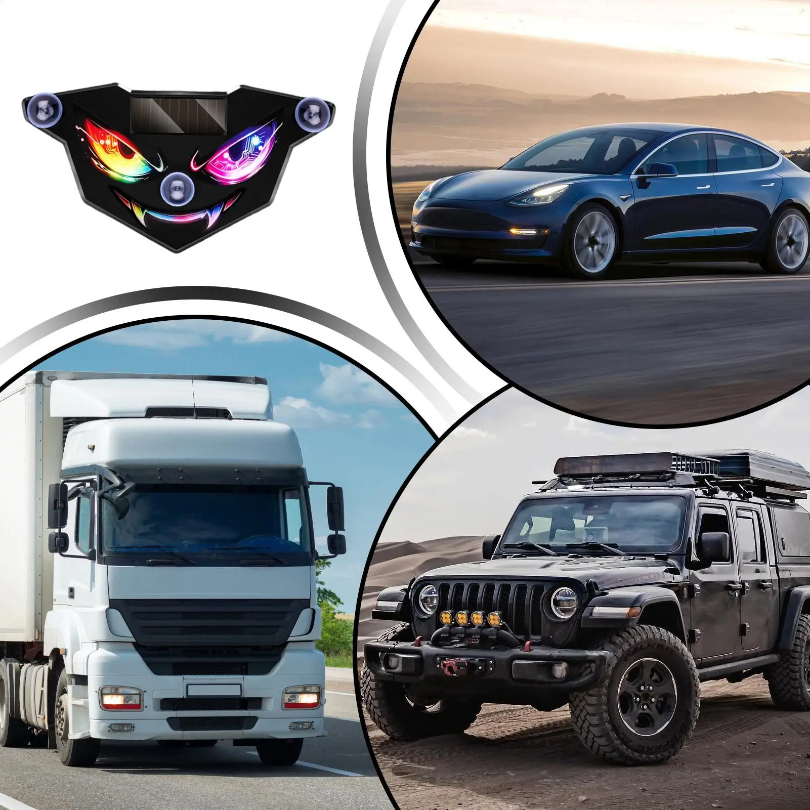 Solar Eye LED Light Dynamic Waterproof Reflective Warn Sign Car Wireless Led Lights For Vehicle SUV Truck Van RV Motorcycles
