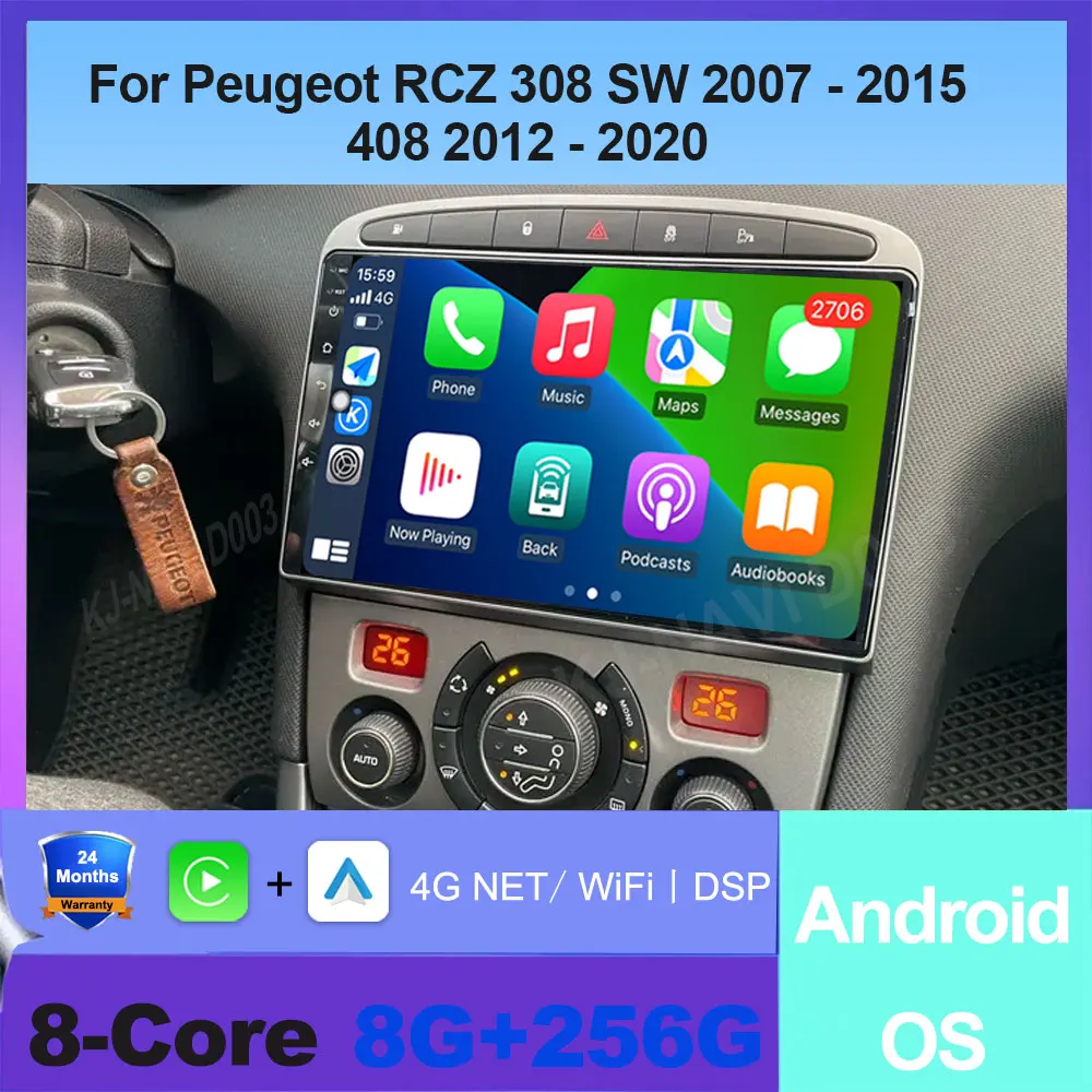

Android 16 For Peugeot RCZ 308 SW 2007 - 2015 408 2012 - 2020 GPS Navigation Multimedia Video Stereo Car Wireless Carplay Tools