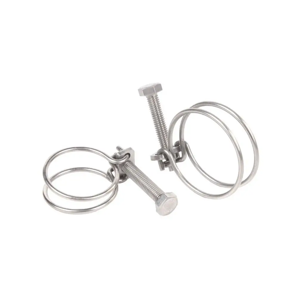 1PC Stainless Steel Hose Clamps Double Wire Fixed Throat Hoop Adjustable Fuel Tube Water Pipe Ventilation Pipe Clip Hardware