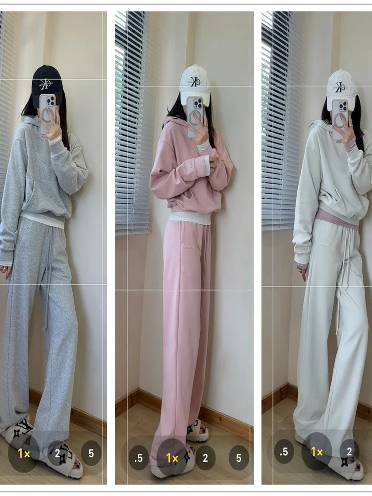 

Классический комплект: худи с капюшоном и свободные брюки-джоггеры из хлопка, удобные, дышащие, женская уличная одежда