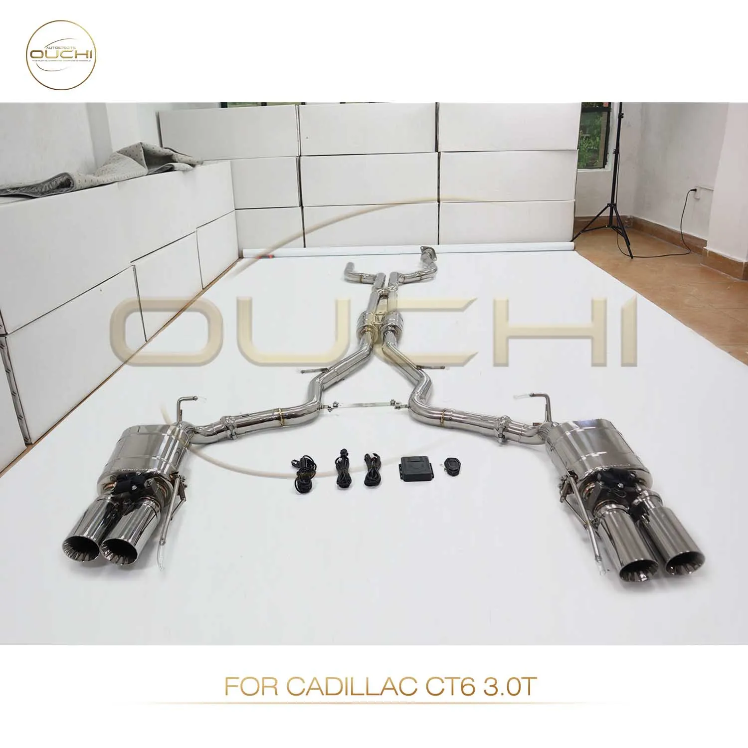 OUCHI Stainless Steel Catback Exhaust System for Cadillac CT6 3.0T 2016+ with Valves Performance Muffler Pipes car accessories