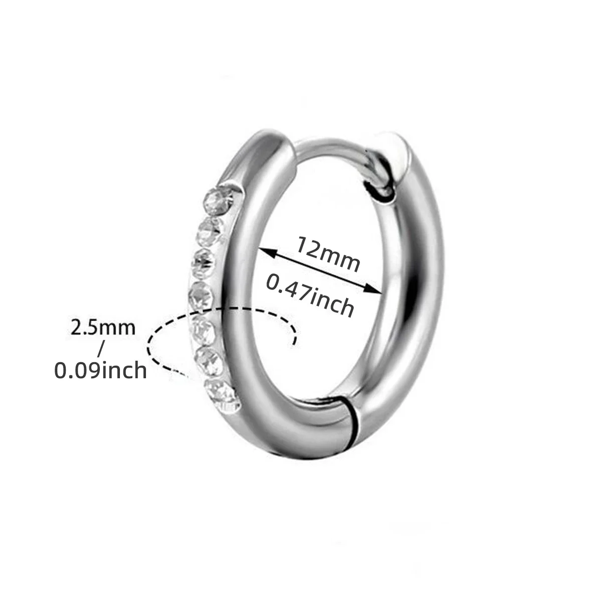 2Pcs Stainless Steel Cz Hoop Earrings Simple Helix Tragus Daith Conch Rook Snug Ear Piercing Jewelry Gifts